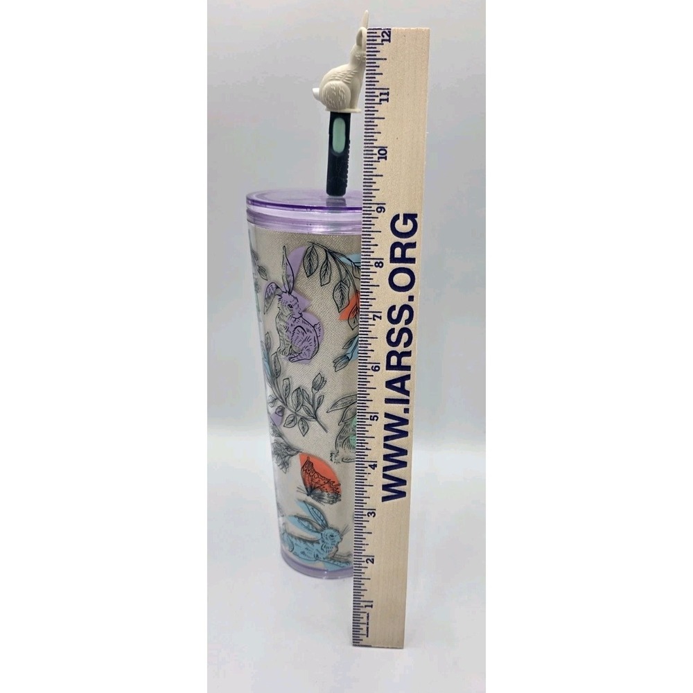 Starbucks 2024 Spring Easter Bunny Glitter Flowers Tumbler 24oz Venti Cup - Picture 14 of 15